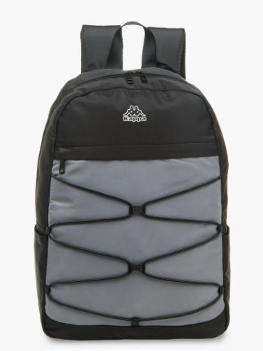 Kappa Logo Print School Backpack with Adjustable Straps and Zip Closure - 16x31x43 cm - Gray
