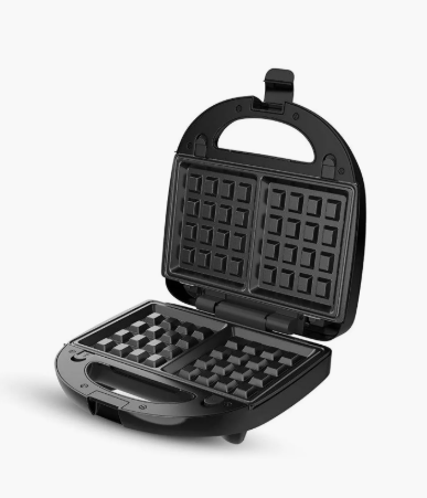 Crownline Two Slice Sandwich Maker with 3 Detachable Plates Black and Silver | SM-441