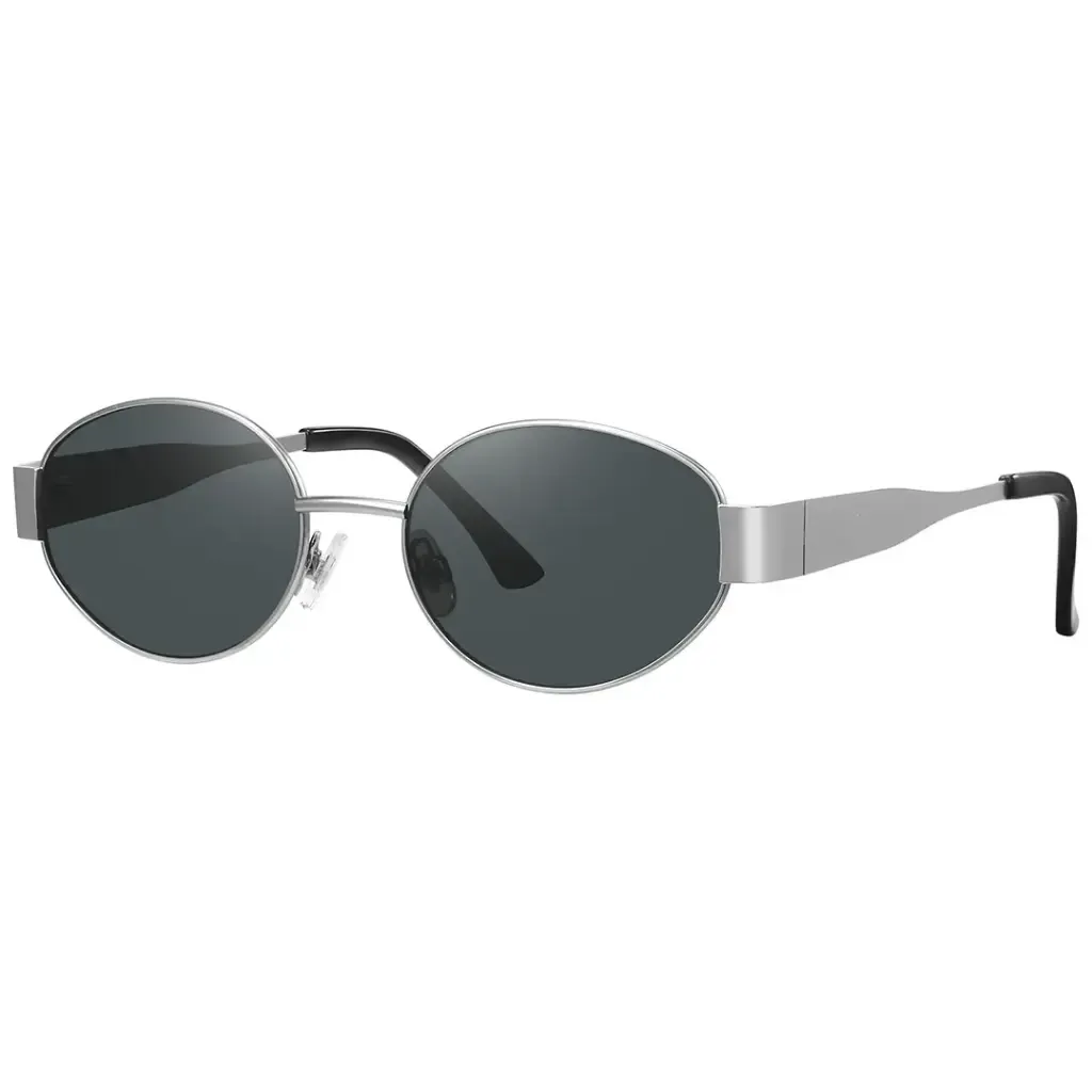 Green Lion Montara Sunglasses – Silver | Polarized UV400 Oval Metal Sunglasses
