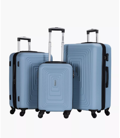 Stargold Set of 3 ABS Hard Sided 4-Wheeler Spinner Trolley Bag with Combination Lock - Blue