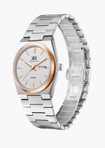 Kenneth Scott Men's 40 MM Silver Strap Analog Stainless Steel Watch | K24011-KBSW