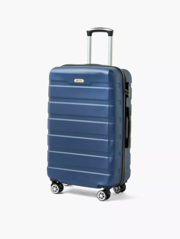 WAVE Textured Hardcase Luggage Trolley with Retractable Handle - 28 inches Check-In Bag - Blue
