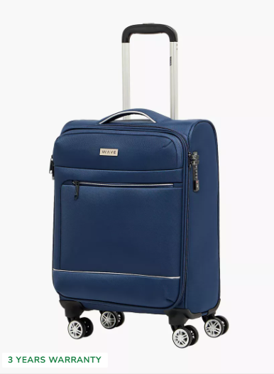 WAVE Solid Softcase Trolley Bag with Retractable Handlle - Blue