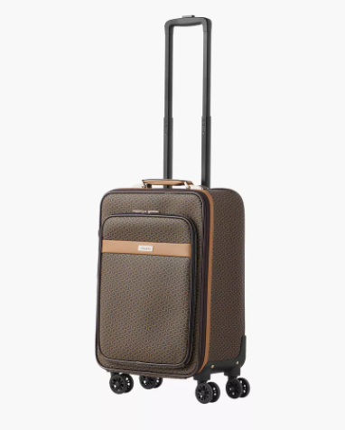 Celeste Monogram Print Softcase Trolley Bag with Retractable Handle - Brown