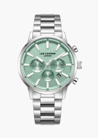 Lee Cooper Men's 21 MM Analog Green Dial Metal Strap | LC08382-370