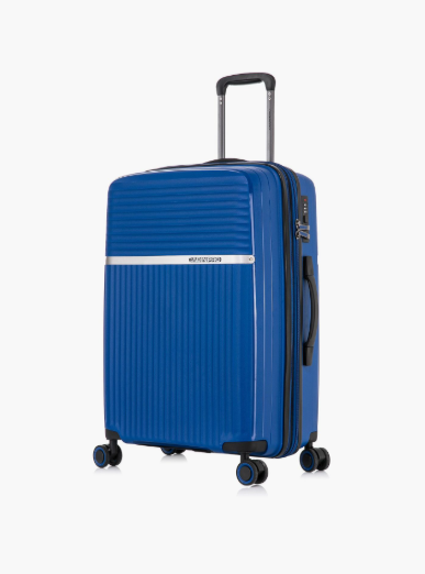 CabinPro 64 CM Medium Check-In Hard Case Luggage Trolley Bag with Double 4 Wheels | CP002 - Blue