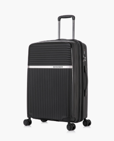 CabinPro 64 CM Medium Check-In Hard Case Luggage Trolley Bag with Double 4 Wheels | CP002 - Black