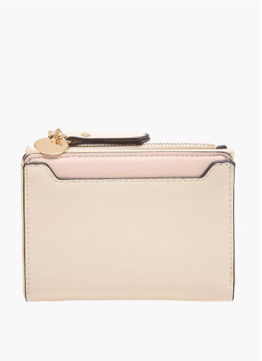 Sasha Solid Bi-Fold Wallet with Zip Closure - White