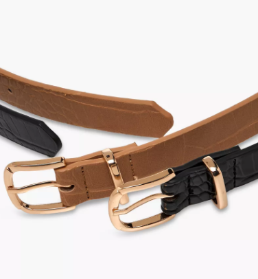 Faux Leather Belt with Pin Buckle Closure - Set of 2