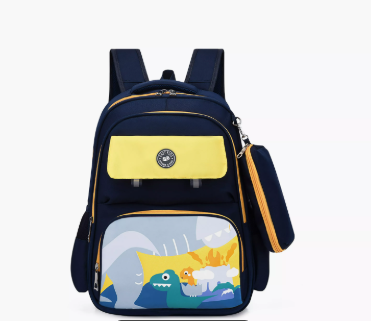 Eazy Kids School Bag Dino W/T Pencil Case - Blue