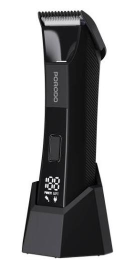 Porodo Lifestyle Ceramic Blade Gentle Grooming Trimmer, Digital Display, Cordless, IPX7 Waterproof Resistant, USB C Rechargeable, 90 Minute Runtime, Adjustable Cutting Lengths, Black