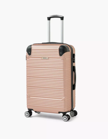 حقيبة سفر بعجلات WAVE صلبة ومزخرفة مع مقبض قابل للسحب - حقيبة مقصورة (Cabin Bag) مقاس 20 بوصة - لون ذهبي