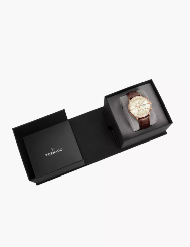 Tornado Men's Brown Chronograph Leather Strap Watch | T6102-RLDI