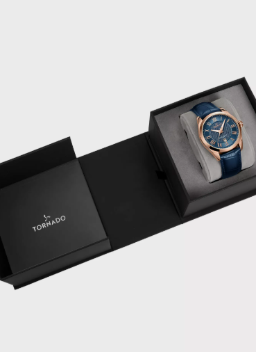 Tornado Men's Blue Analog Leather Strap Watch T8007-RLNN