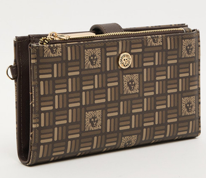 Anne Klein Printed Wallet with Zipper - Brown