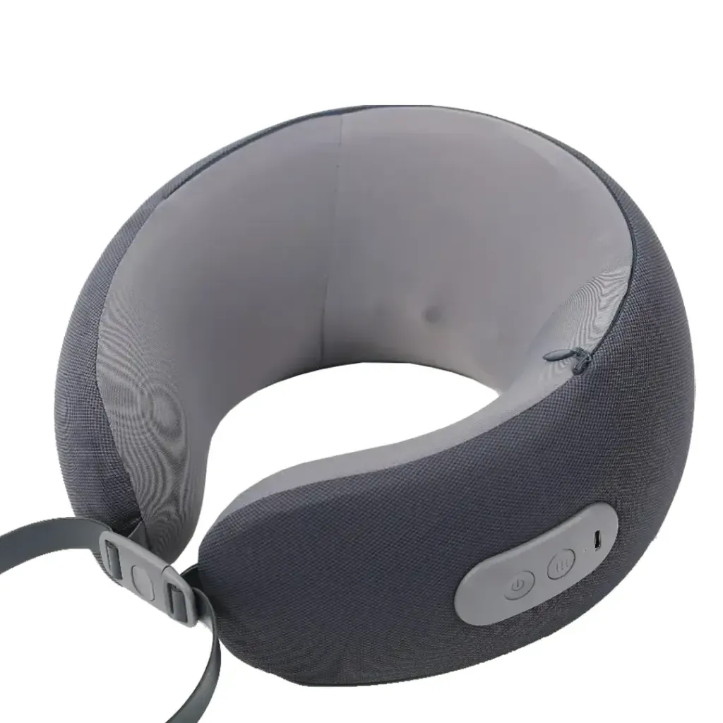 Green Lion Comfort Pillow with Neck Massage Function – Gray | Heated Memory Foam Neck Massager