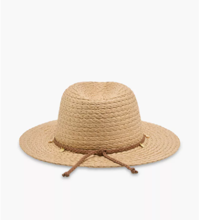 Textured Charm Detail Beach Hat (Free Size)
