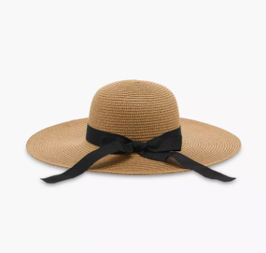 Textured Bow Trim Beach Hat (Free Size)