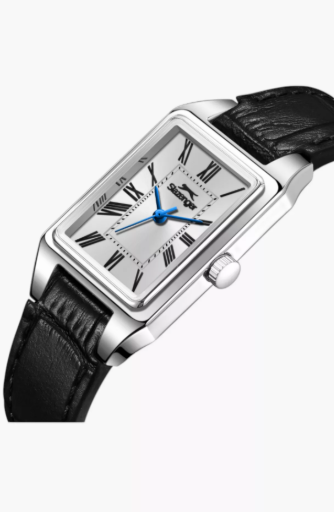 Slazenger Rectangular Analog Watch, Leather Strap