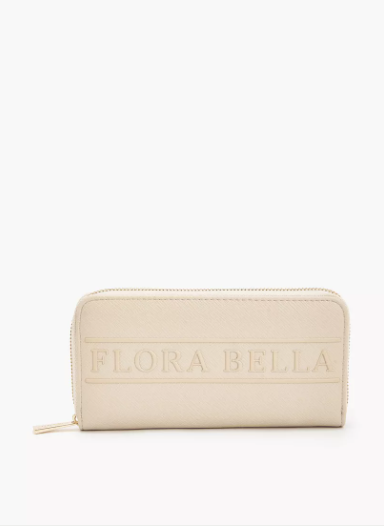 Flora Bella Logo Textured Zip Around Wallet - Beige