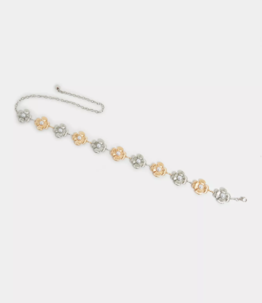 Styli Gold and Silver Floral Chain Belt
