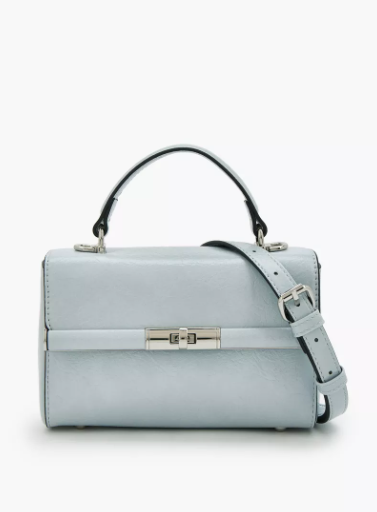 Celeste Solid Satchel Bag with Twist Lock Closure - Blue