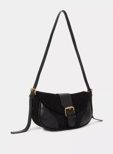 Styli Black Buckled Baguette Bag - Black