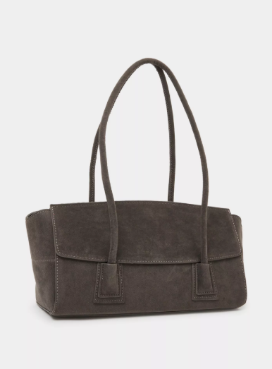 Styli Grey Flap Over Elongated Shoulder Bag - Gray