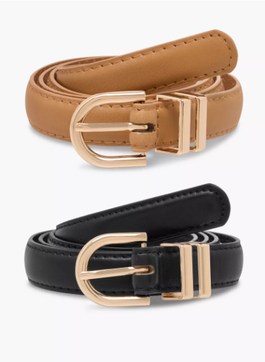 Pack of 2 Belt with Pin Buckle Closure