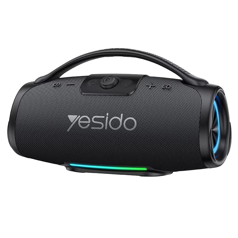 YESIDO YSW45 120W سماعة بلوتوث محمولة 5.0 مع أضواء RGB، ستيريو TWS، ميكروفون لاسلكي ومقبض خارجي – أسود