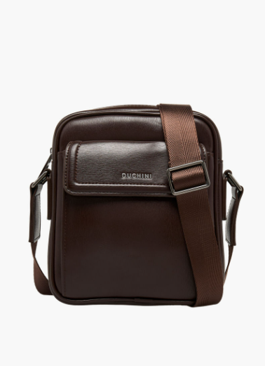 Duchini Men Adjustable Strap Crossbody Bag - Brown