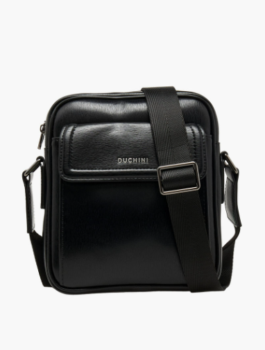 Duchini Men Adjustable Strap Crossbody Bag - Black