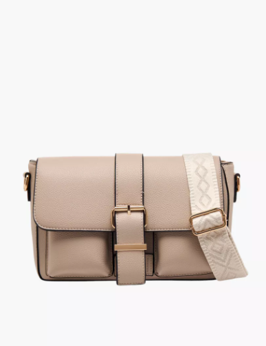Adore HYG Textured Crossbody Bag with Detachable Strap - Brown