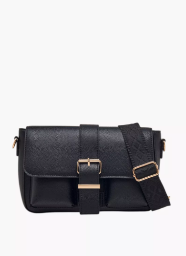 Adore HYG Textured Crossbody Bag with Detachable Strap - Black