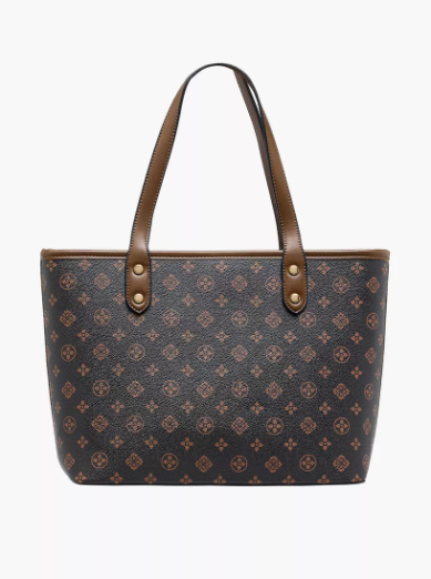 Adore Tom Monogram Print Tote Bag with Double Handles - Black
