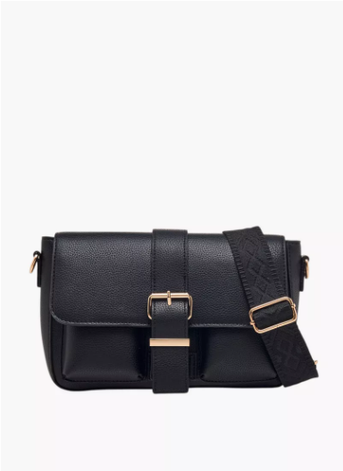 Adore HYG Textured Crossbody Bag with Detachable Strap - Black