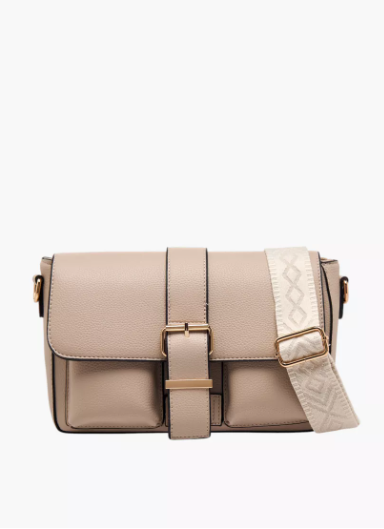 Adore HYG Textured Crossbody Bag with Detachable Strap - Brown