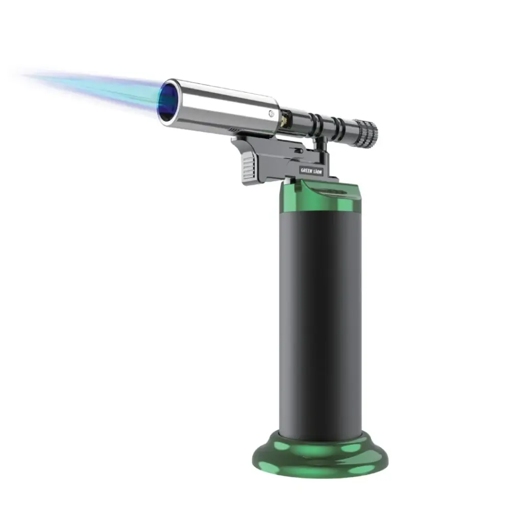 Green Lion Jet Flame Pro Windproof Butane Lighter with Adjustable 1300°C Jet Flame – Black