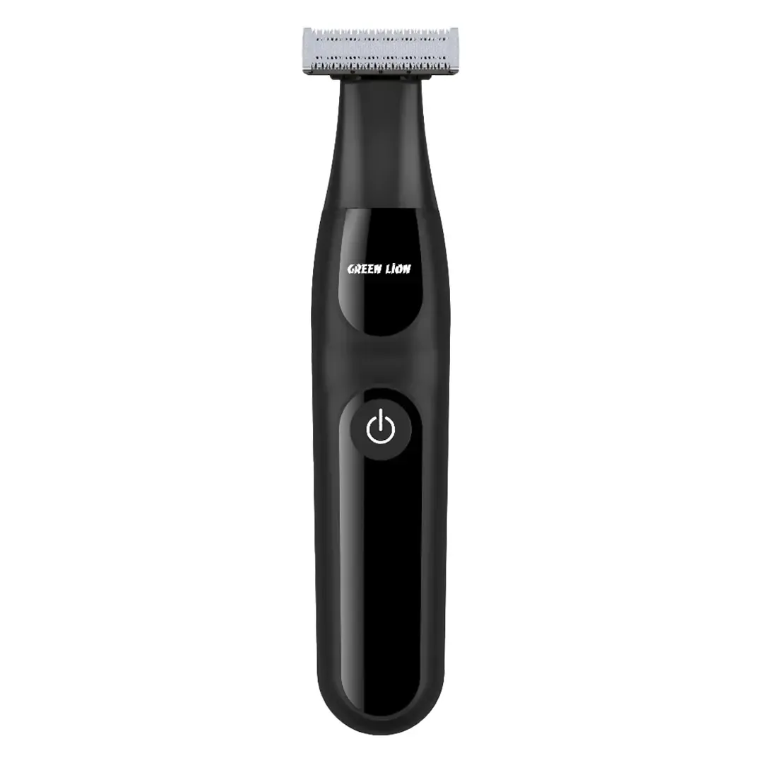 ماكينة تشذيب الشعر وشعر الأنف والحواجب Green Lion One Blade Plus – مجموعة عناية شخصية لاسلكية قابلة لإعادة الشحن بشفرات من الفولاذ المقاوم للصدأ، ومنفذ USB-C، ومقاومة للماء بمعيار IPX7 – لون أسود