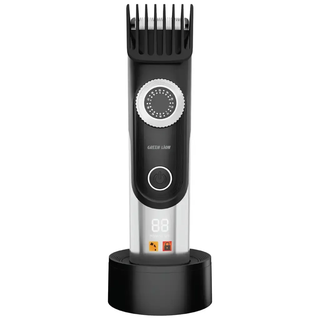 طقم العناية Green Lion 6 - in -1 Trim Pro، جهاز تشذيب الشعر واللحية اللاسلكي مع شفرات من الستانلس ستيل الخزفي، IPX7 مقاوم للماء – أسود