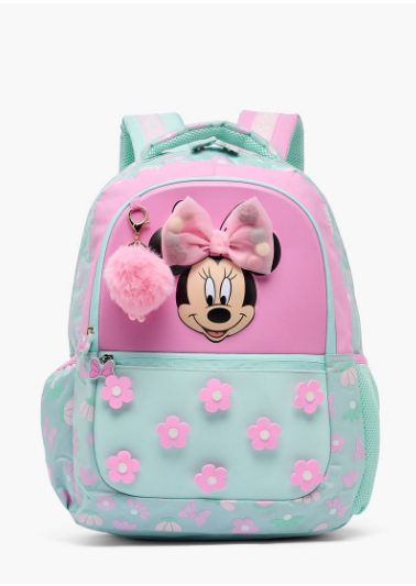 Disney Minnie Mouse Print Backpack for Girls 5-8 Years with Padded Straps - 16 inches