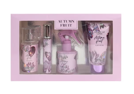 مجموعة هدايا العطور النسائية المطلقة، معطر الجسم 88 مل، عطر 20 مل، عطر الشعر 100 مل، لوشن الجسم 90 مل، هدية العناية الذاتية المعطرة الفاخرة لها، فاكهة الخريف