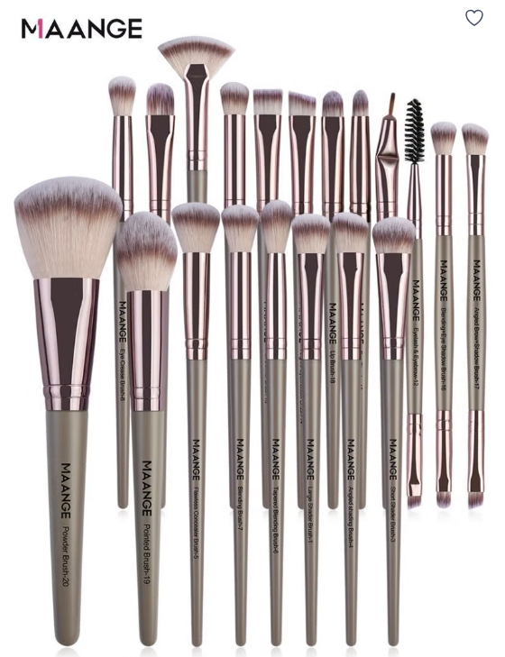 Maange Make up Brushes, 20Pcs Premium Cosmetic Makeup Brush Set for Foundation Blending Blush Concealer Eye Shadow, Cruelty-Free Synthetic Fiber Bristles, Travel Makeup Tools - Grey
