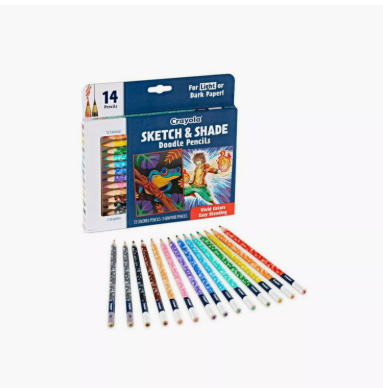 Crayola 14-Piece Sketch and Shade Doodle Pencils