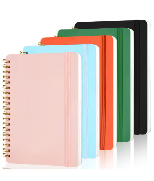Generic 5 Pack Spiral Notebooks,B6 Cardboard Cover Notebook,Notebook College Ruled With Inner Pockets And 120 Pages,100 GSM Thick Paper, Notebooks For Work, Writing, School