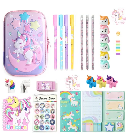 Generic Unicorn Pencil Case,Cute Stationary Set for Girls,3D EVA School Large Capacity Pencil Pen Pouch for Kids,Stationery Set School Supplies,Back to School Gifts for Kids,Pink