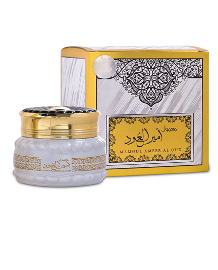 Almas Maamoul Incense Ameer Al Oud - 1 Jar x 60grams | Authentic Arabic Bakhoor Oud Wood Powder | Aroma Lasts All Day Long - Perfect for Prayers, Namaz, Ramadan & Eid Gifts, Ceremonies, Meditation & Room Perfuming