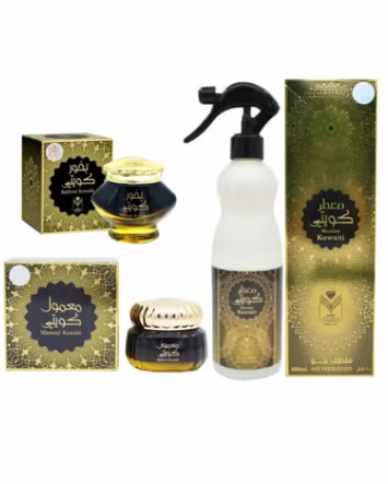 Almas 3-Piece Muattar Kuwaiti 480ml -Mamoul Kuwaiti 60Gram-Bakhour Kuwaiti 40Gram 480-60-40grams