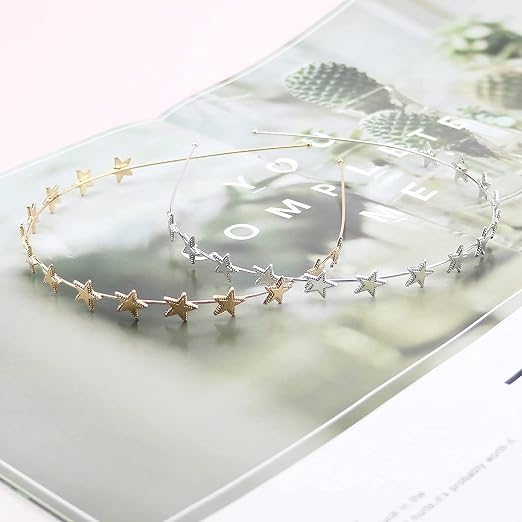 SYOSI Alloy Five-pointed Star Headbands, Bridal Hair Hoop Wedding Hair Accessories, Ornaments for Elegant Women Girls，2 Packs