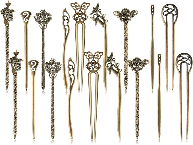SYOSI 18 Pcs Vintage Hair Pins, Chinese Style Hair Chopsticks Pins Vintage Women Hair Decorative Traditional Hair DIY Accessories